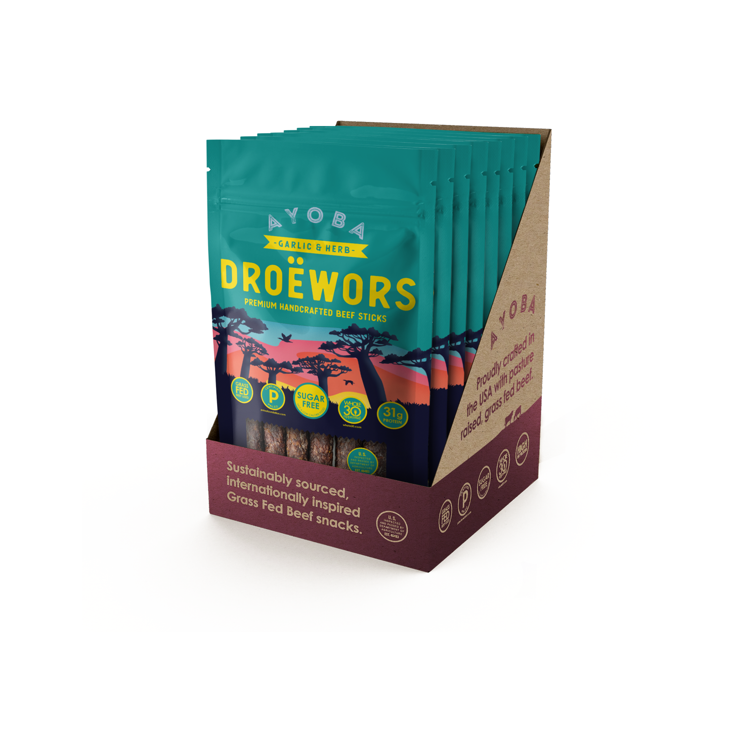 Garlic 'Droewors' Grass Fed Beef Sticks 2oz